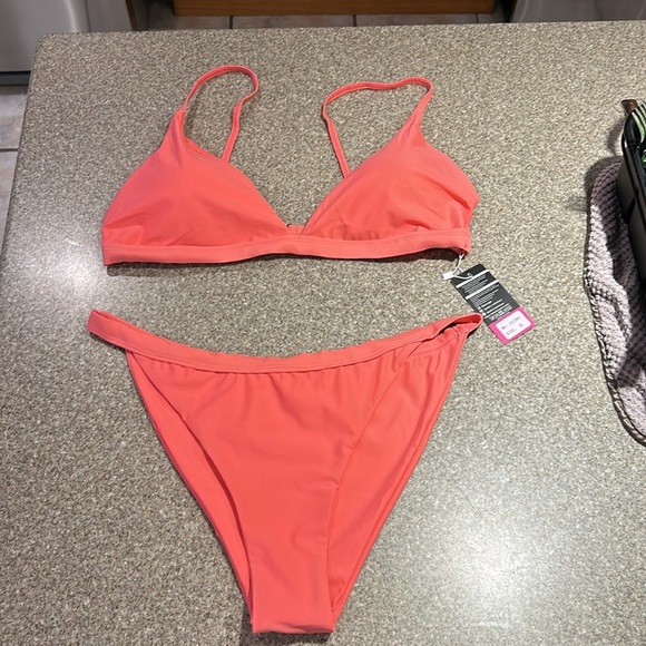 SHEKINI Hi Waist Triangle Bikini Coral size XL - Picture 4 of 10